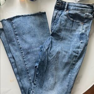 Express Blue Straight Leg Jeans with Whiskering